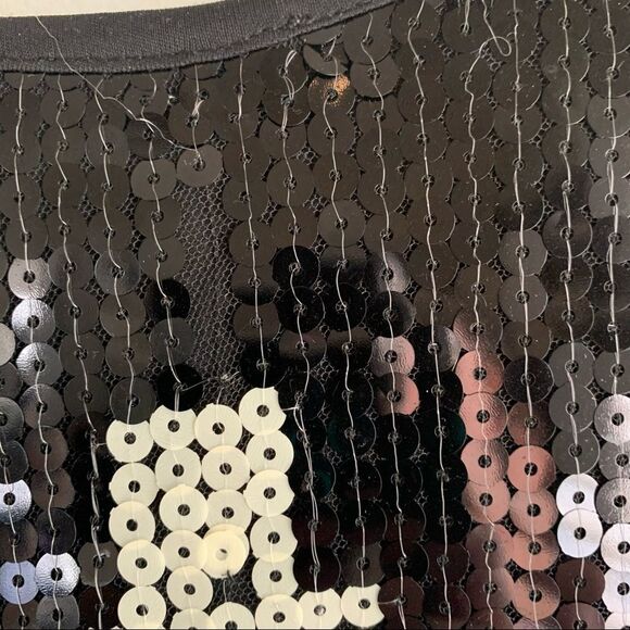 Donna Morgan Black, Green, Silver Sleeveless Sequinned Mini Dress Size 10 - Picture 4 of 6